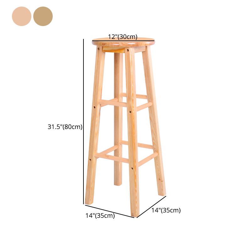 Taburete de bar de madera contemporáneo, taburete de bar interior con asiento y reposapiés de madera, 1 pieza
