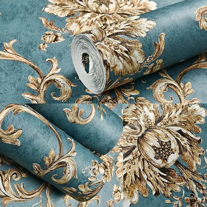 Classic Damask Wallpaper Roll Dark-Color Stain Resistant Wall Art for Living Room