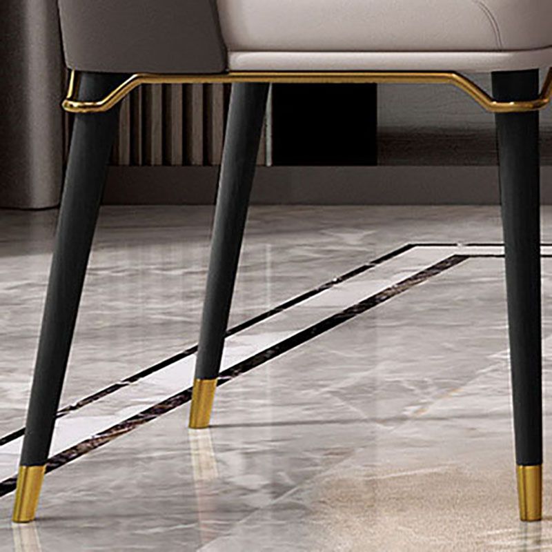 Scandinavian Style Leather Dining Chair for Home Armless Solid Back Chair