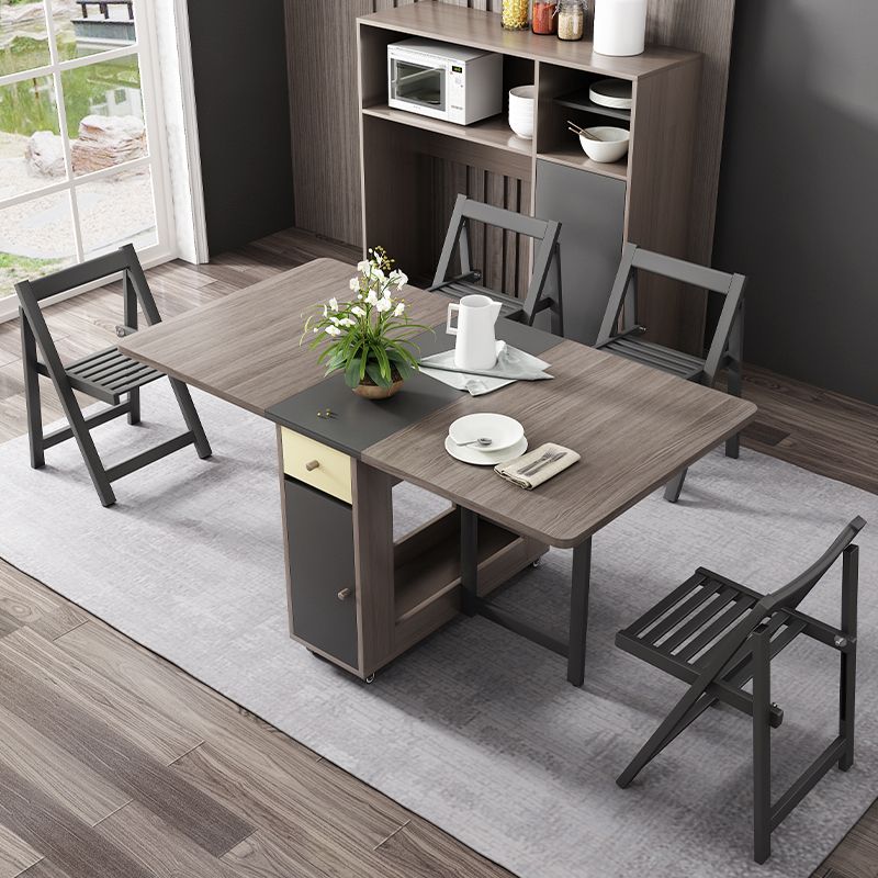 Mesa de madera plegable en la mesa rectangular moderna medieval gris con base de caballete de almacenamiento