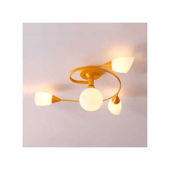Luz de techo de brazo de giro de macarrón de vidrio ópalo y luz semi semi flushmount para cocina