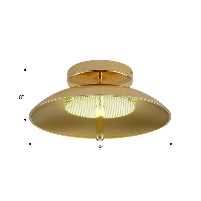 Gold Finish Bowl Flushmount Light Postmodern LED Iron Flush Mount Ceiling Lamp Fixture