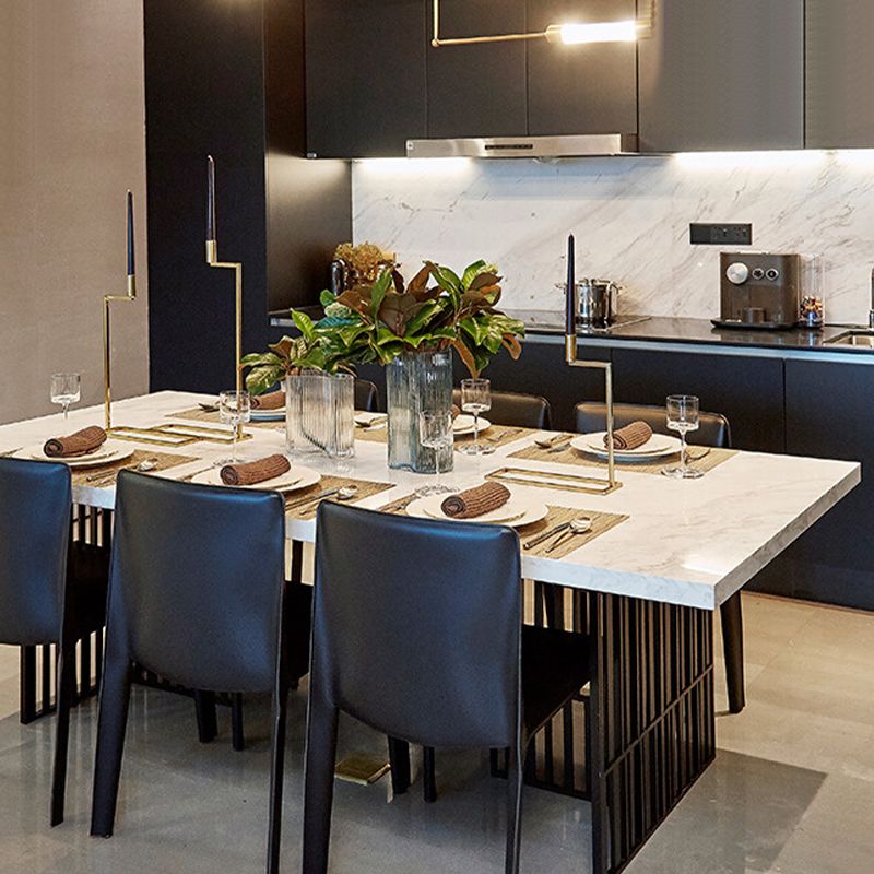 Rectangle Dining Site Table White and Black Dinner Room Kitchen Table