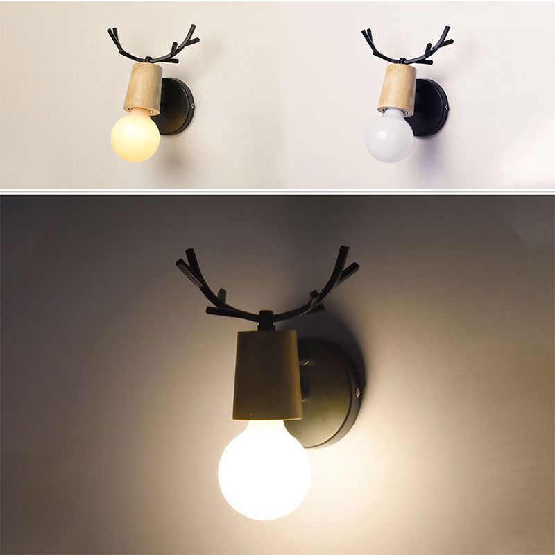 Lámpara de luz de drogadictos de estilo simple 1 cabeza lámpara de pared de madera para sala de estar de dormitorio