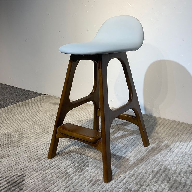 Industrial Ash Solid Wood Counter Stool Low Back Bar Stool with Footrest