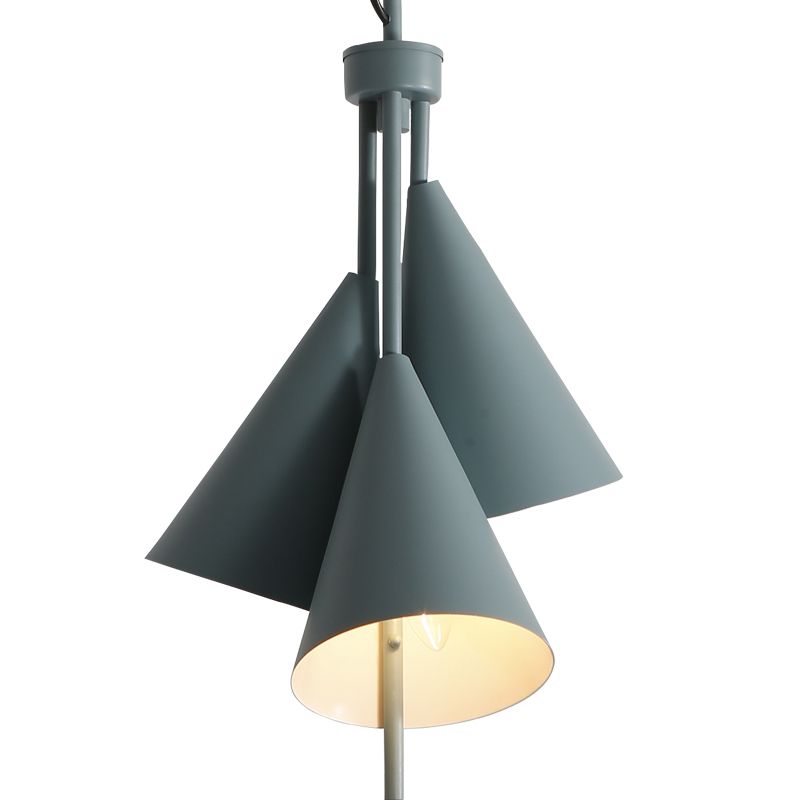 Macaron Style Chandelier Pendant Light Conical Hanging Light with Metal Shade for Restaurant