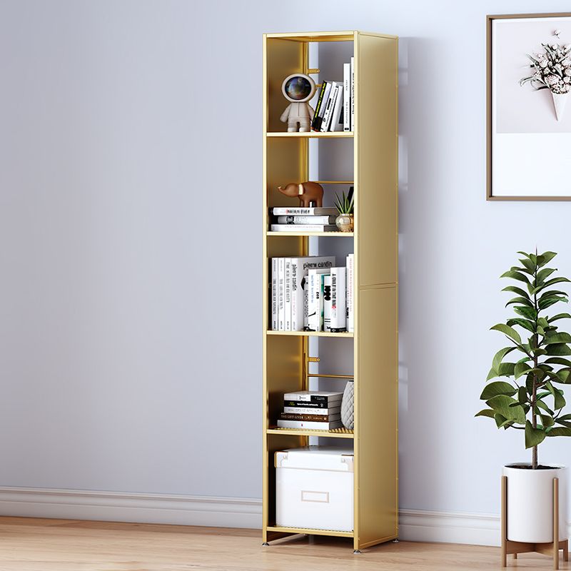 9" W Glam Antique Finish Shelf Bookcase Standard Metal Bookshelf