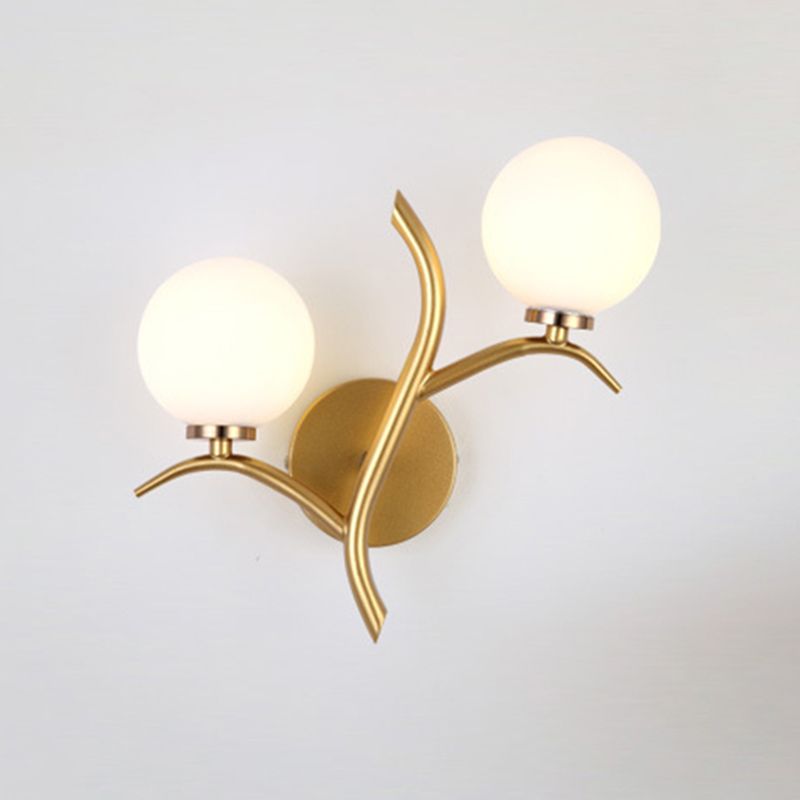 Modern Simple Style Round Disc Shade Wall Sconce Metal 2 Lights Sconces in Gold Finish