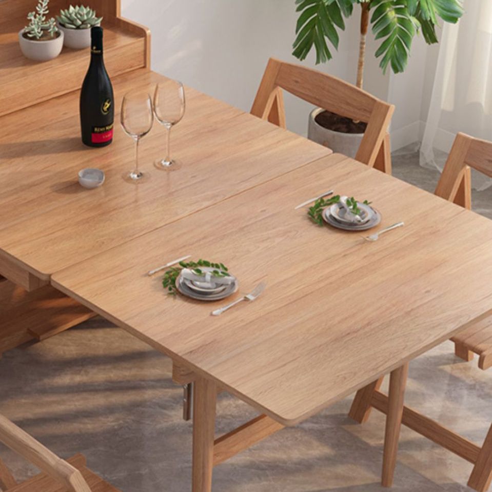 Rectangle Folding Dining Table Wood Dining Table with Storage Base
