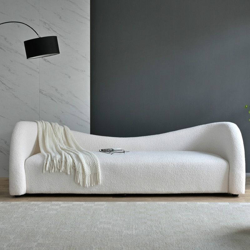 Contemporary Camel Back Fabric Settee Tuxedo Arm Standard Sofa