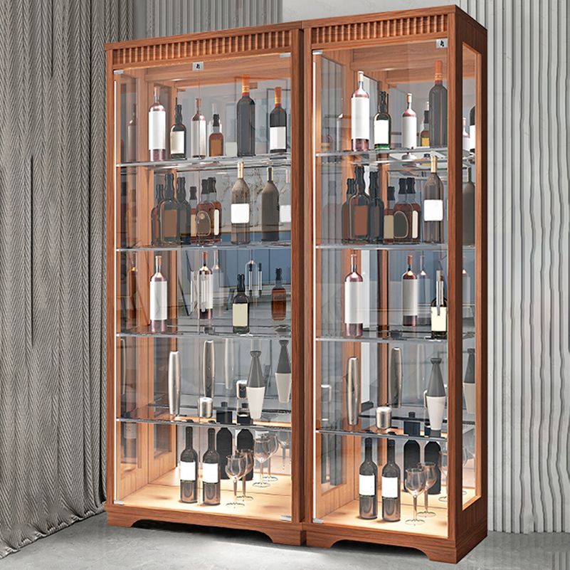 Contemporary Rubberwood Curio Cabinet Glass Doors Hutch Cabinet with Doors