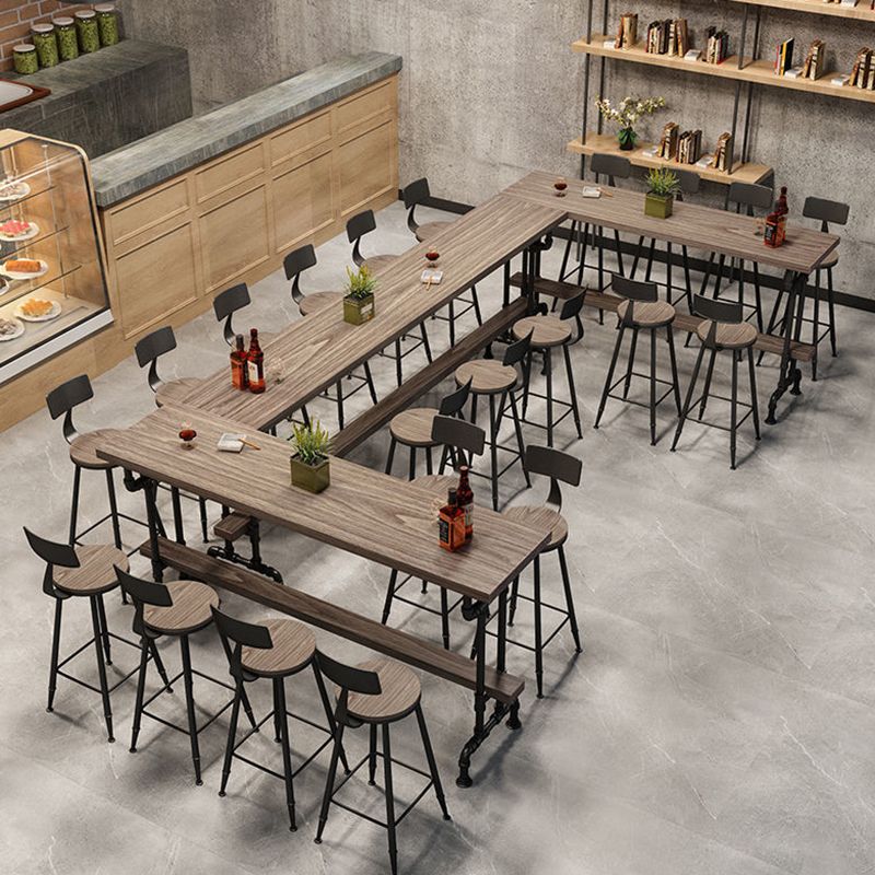 Solid Wood Bistro Bar Table Rectangle Black Base Bar Table for Dining Room