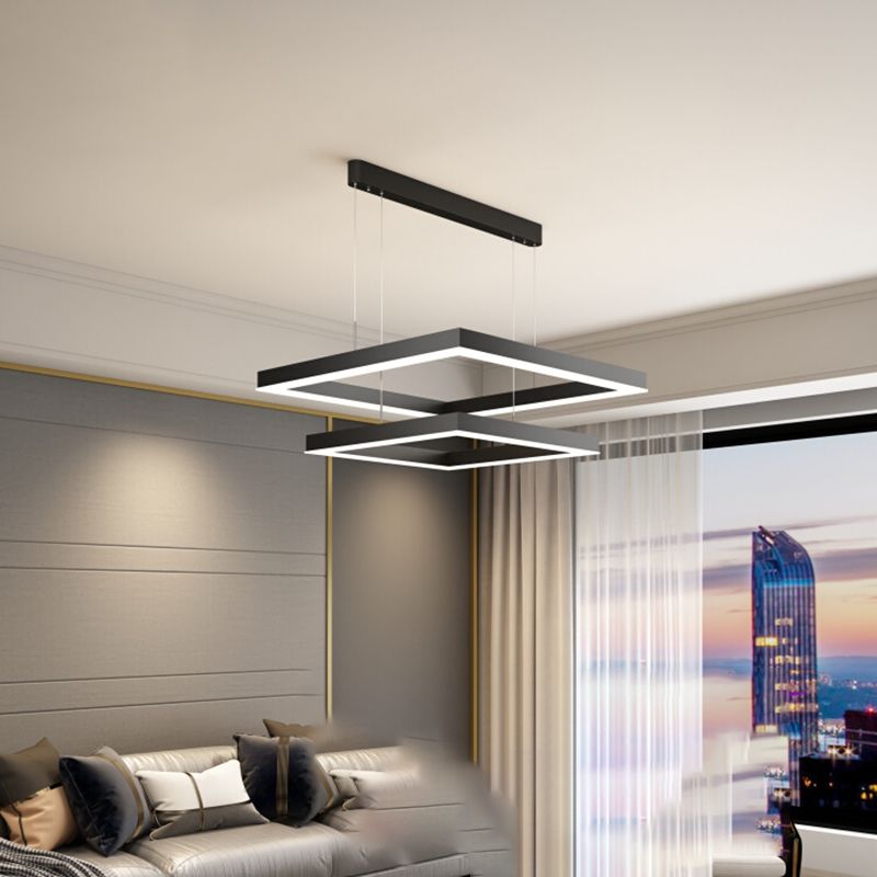 Múltiples cuadrados accesorios de iluminación colgante de araña moderna para comedor