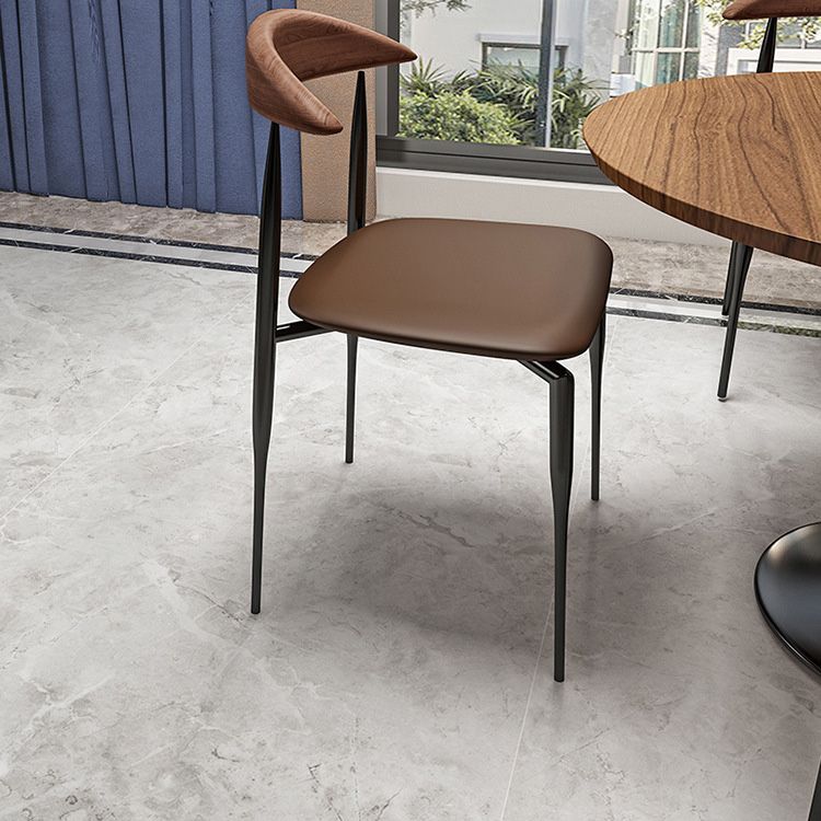Industrial Metal Kitchen Dining Side Chair Faux Leather Side Chair