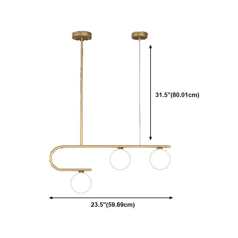 Glass Round Chandelier Light Fixture Simple Island Pendant for Dining Room