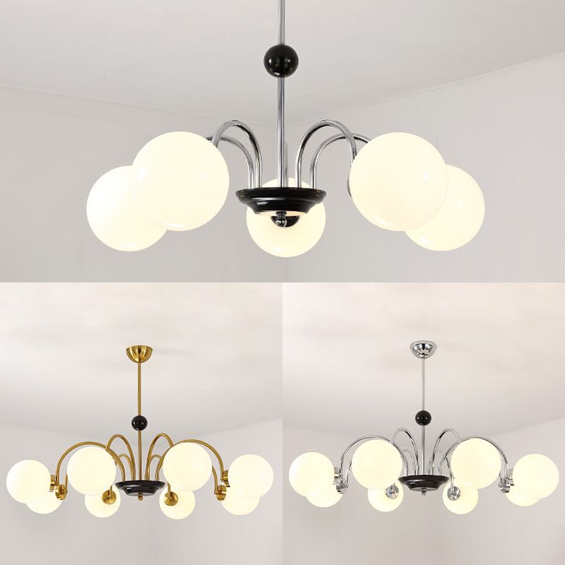 Milk Globe White Globo de estilo moderno Múltiples luces Multi-luz Simplicidad de metal Simplicidad para sala de estar