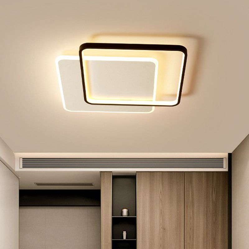 Geometrische Deckenleuchte, moderne, schwarze LED-Einbauleuchte aus Metall