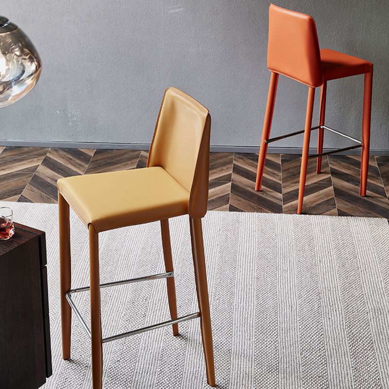 Leather Bar Stool Modern Low Back Counter Stool for Dining Room
