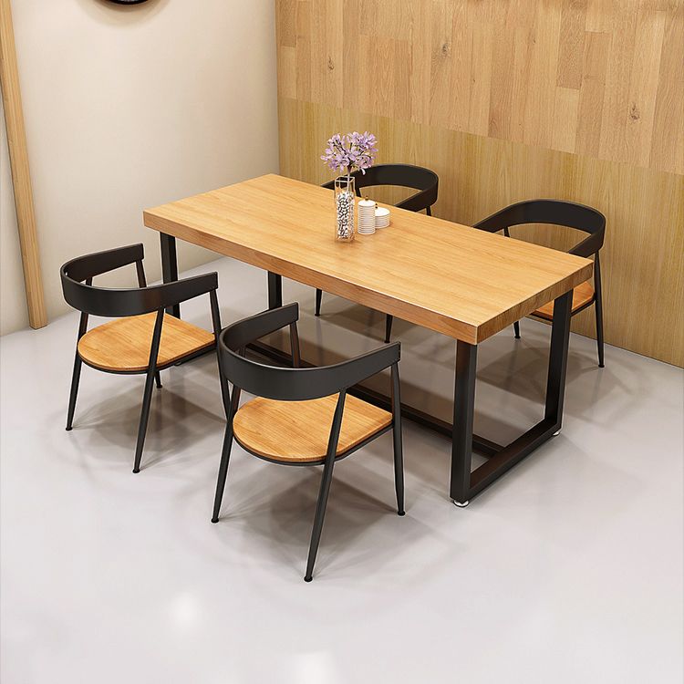 1/5 Pieces Rectangular Dining Table Set Industrial Style Wooden Dining Table with Chairs