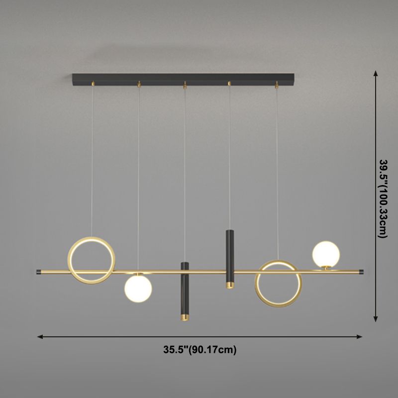 Geometric Contemporary Island Lighting Metal Island Ceiling Light in Black and Gold