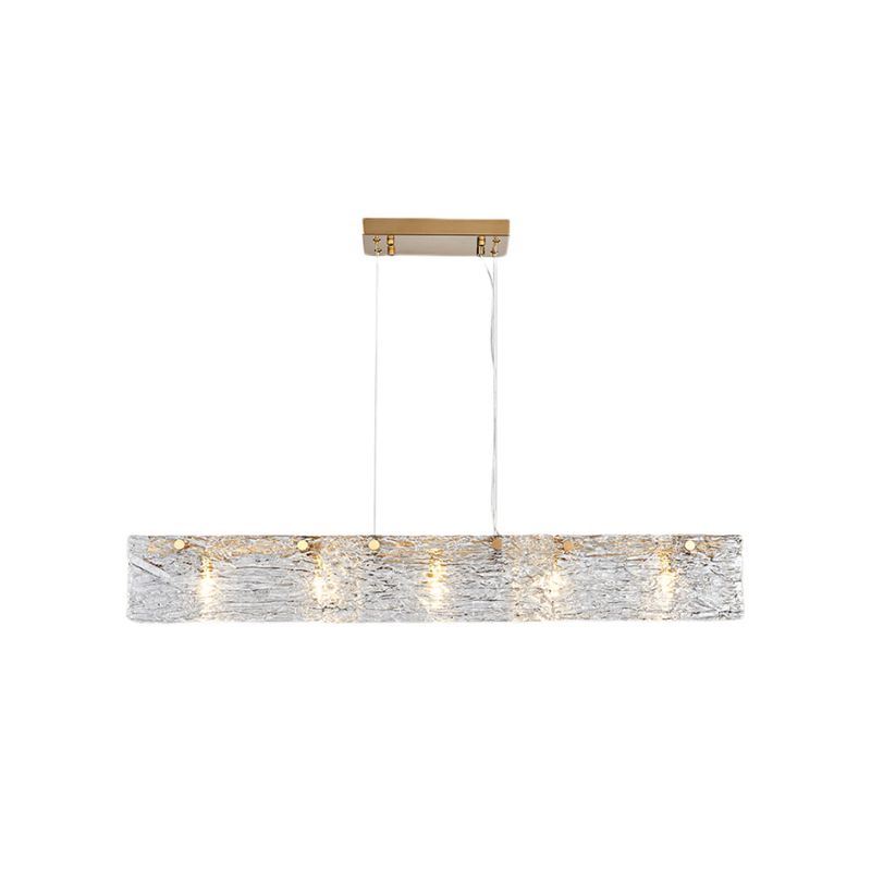 Accesorio de iluminación de isla de vidrio rectangular simplicidad lámpara de araña de isla transparente