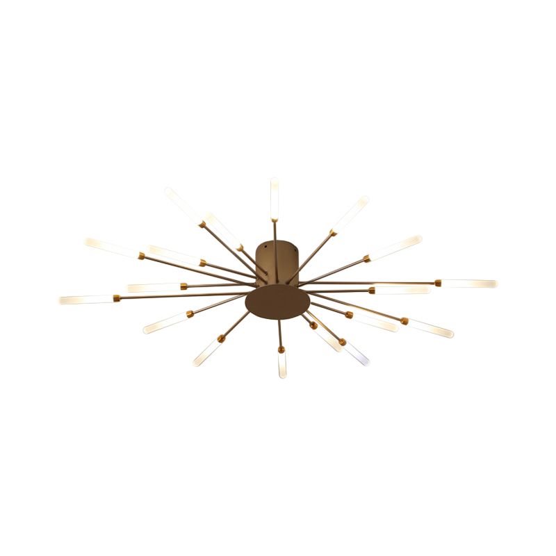 Lámpara de techo con ráfaga negra/dorada, lámpara LED acrílica semiempotrada contemporánea de 12/18/28 luces para dormitorio