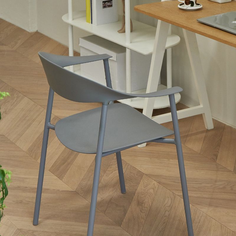 Modern Open Back Side Chair Plastic Arm Indoor Chair with Metal Base