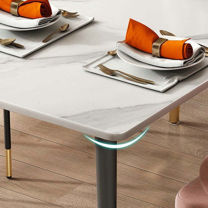 Contemporary Style Dining Site Table Stone Rectangle Furniture with 4 Legs