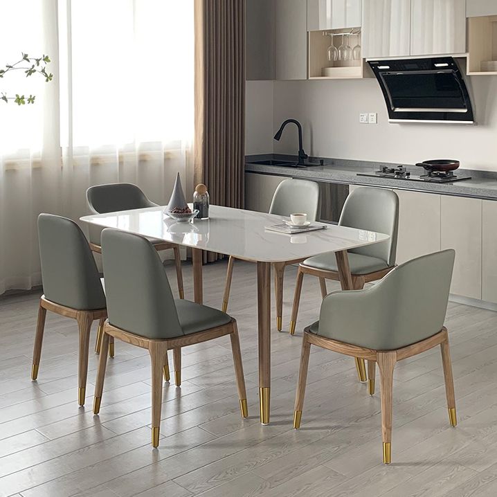 Mesa de comedor bicolor de piedra sinterizada Mesa de lujo de 4 patas para comedor