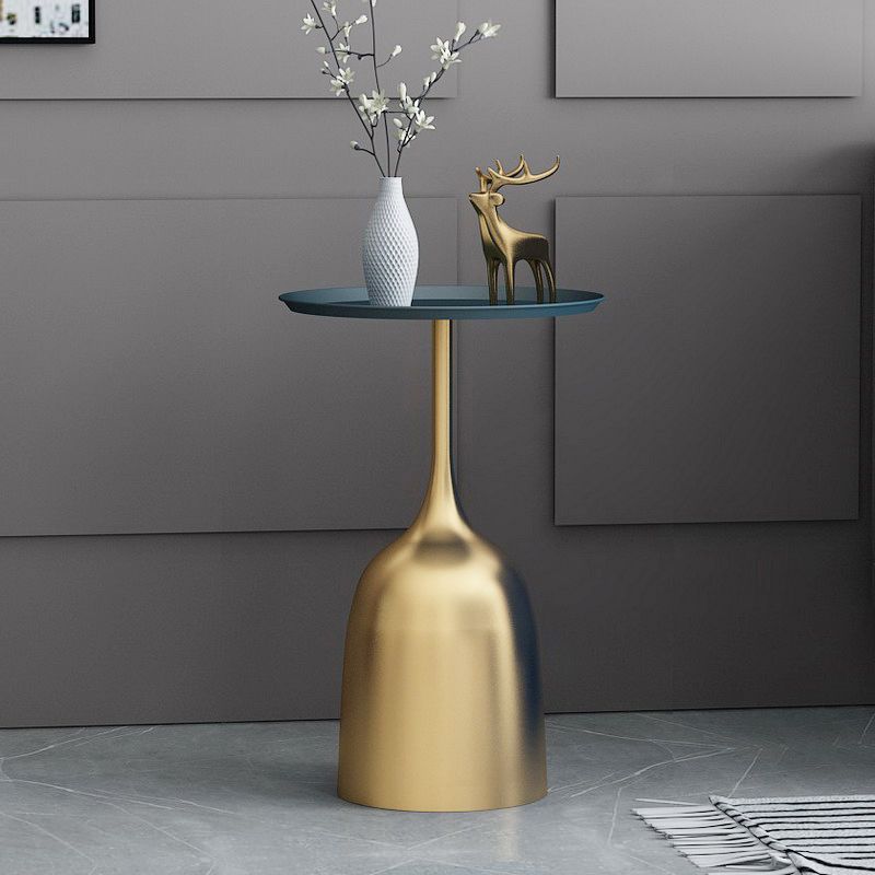 Modern Metallic Pedestal End Table 23.6" Tall Round Side Table