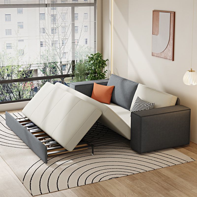 33.46"H Faux Leather Sleeper Sofa Upholstered Square Arm Sofa Bed