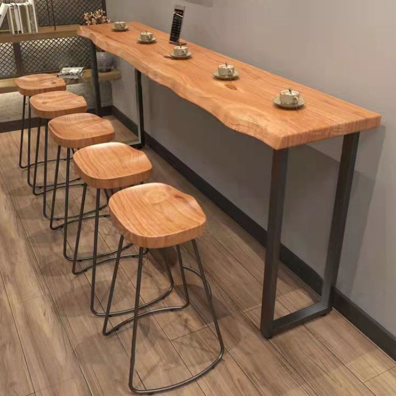 Modern Style Wood Bar Table Brown Rectangle Bar Table for Kitchen