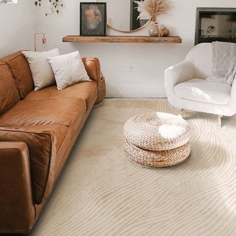 Tapis d'intérieur moderne de couleur claire, lignes abstraites en Polyester, facile d'entretien, pour la décoration de la maison