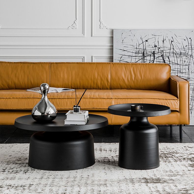 Metallic Pedestal End Table Mid-Century Round Side Side Table