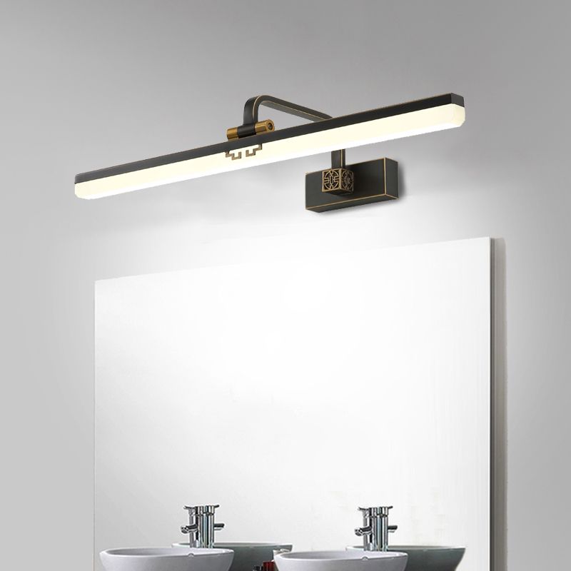 Contemporary Elongated Wall Sconce Metal Dressing Table LED Wall Vanity Light in Black/Brass