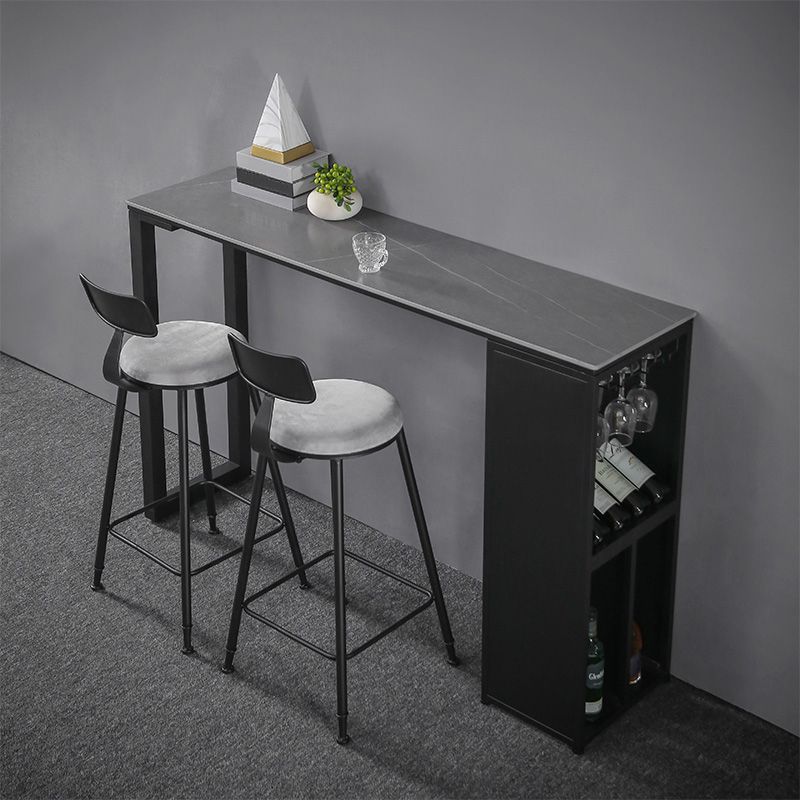 Table en marbre avec table rectangle supérieure à double piédestal noir table de piédestal - 41,3 "h