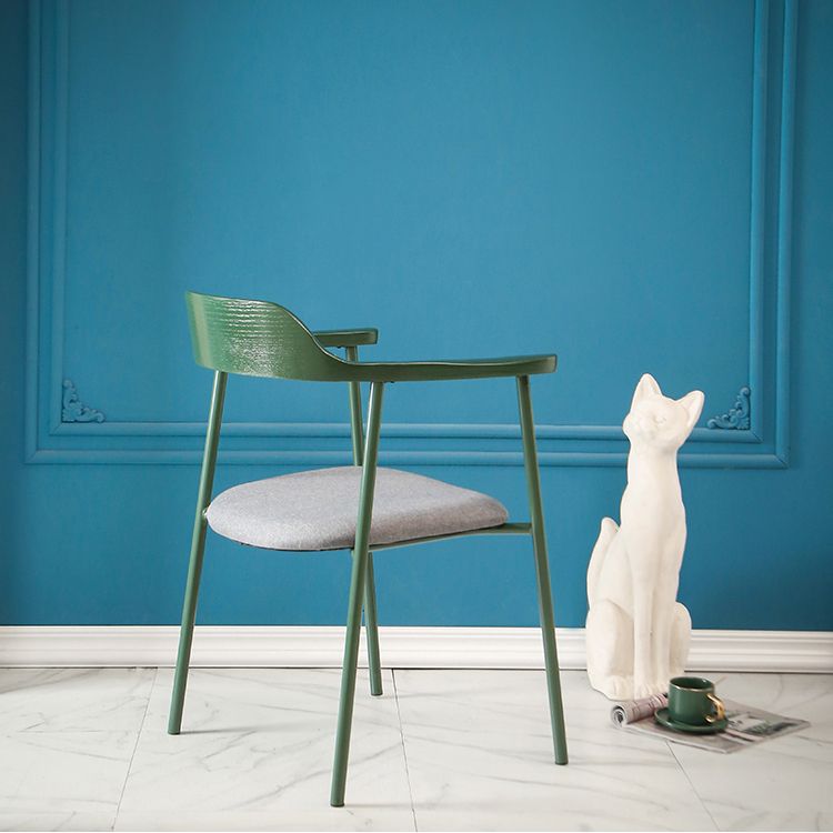 Contemporary Style Dining Chair Metal Open Back Dining Arm Chair