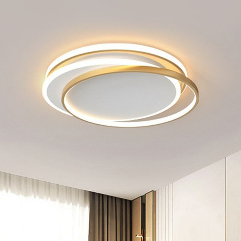 Metallic Ring Flush Light Modern Style LED Flush Ceiling Light Fixture for Bedroom