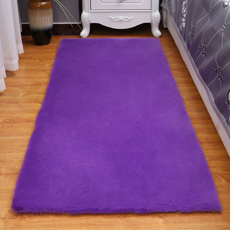 Tapis décontracté de couleur unie en polyester, tapis contemporain, lavable, pour la décoration de la maison