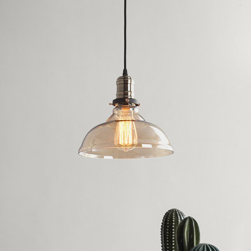 Klar/bernstein 1 leichte Anhänger Deckenleuchte antike Glaskuppel hängende Lampe für Wohnzimmer
