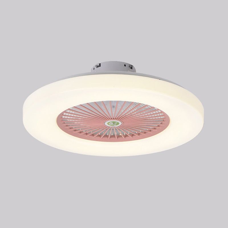 Donut soggiorno semifulco modernista modernista giallo acrilico a led rosa Accendere il ventilatore a soffitto, largo 23 "