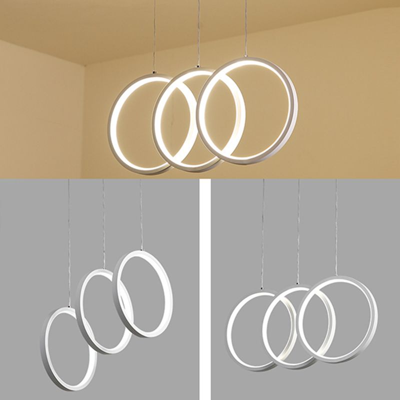 Kreise Esszimmer hängende Anhänger leichte Metall LED Einfachheit Deckenheizlicht in Weiß
