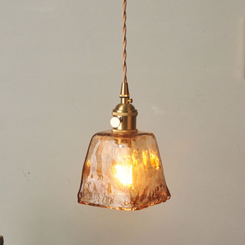 1 Light Geometric Ceiling Light Industrial Style Dimpled Blown Glass Hanging Pendant Lights for Restaurant