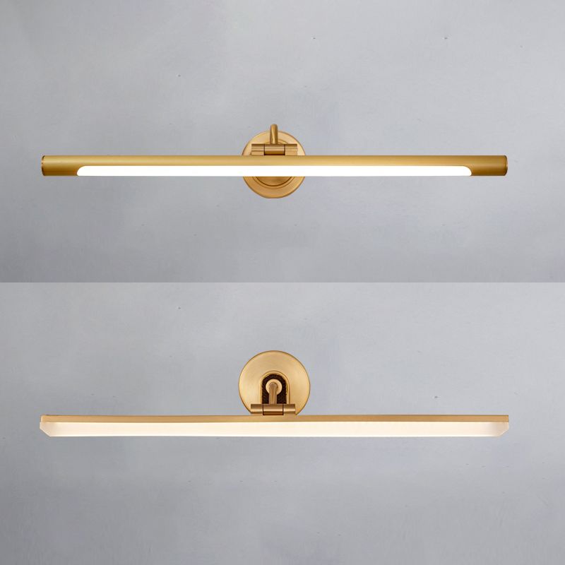 Sconcetto muro di tonalità lineare a 1 luce moderna moderna illuminazione da parete specchio in stile semplice in ottone