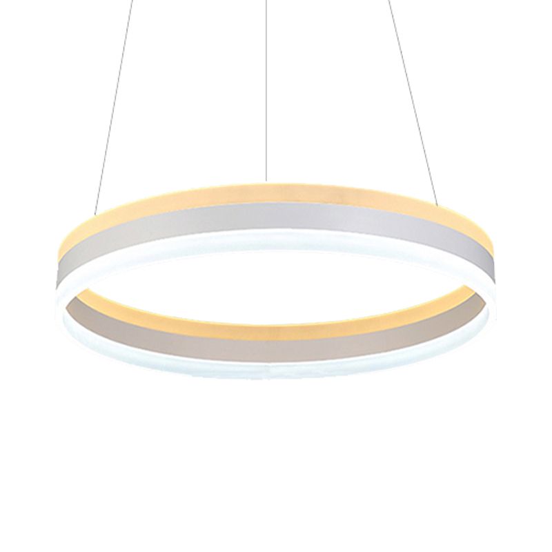 Silver Circular Ceiling Pendant Modern 1/2/3-Light Acrylic LED Chandelier Lighting Fixture