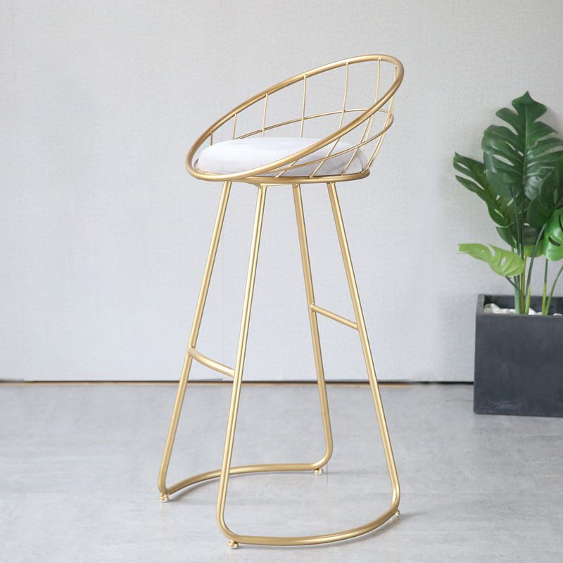 Contemporary Style Counter Stool Upholstered Bar Stool with Metal Base