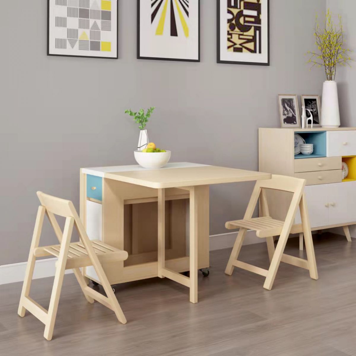 Modern Folding Dining Table Set 1/2/3/5 Pieces Dining Set for Home Use