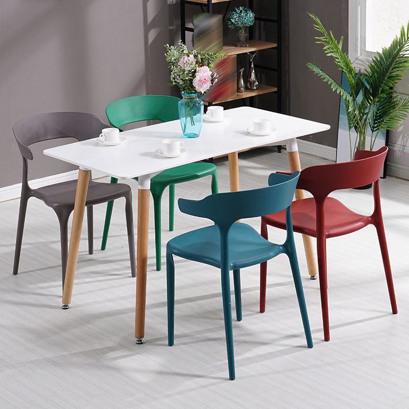 Stackable Open Back Dining Chairs Plastic Armless Dining Side Chair