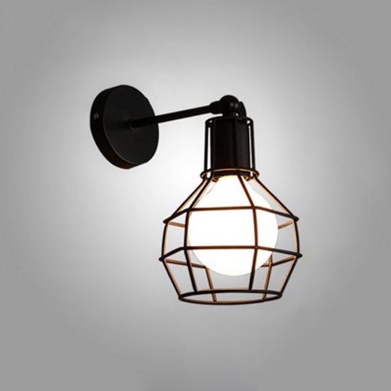 Käfig Wandleuchte industrielle Wandleuchten Metall 1 Leichte Leuchten in Schwarz