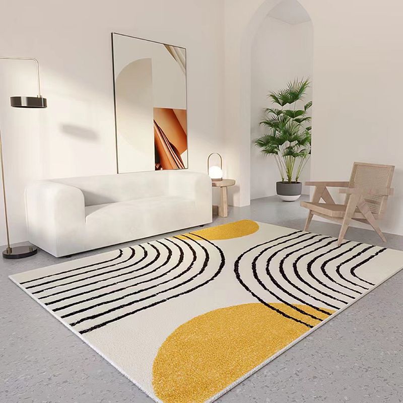 Geometric Polyester Area Rug Polyester Stain Resistant Backing Indoor Rug